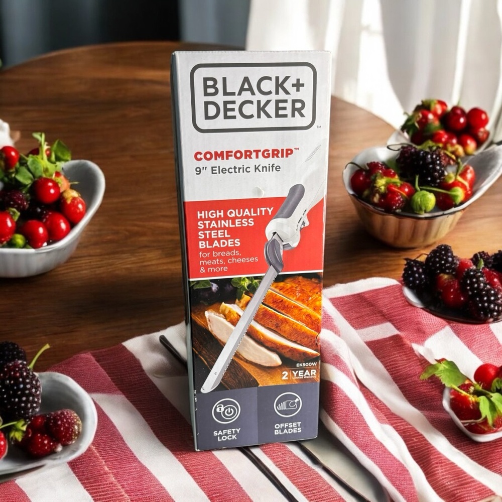 Black & Decker Comfortgrip 9” Electric Knife- High Quality Stainless Steel Blade